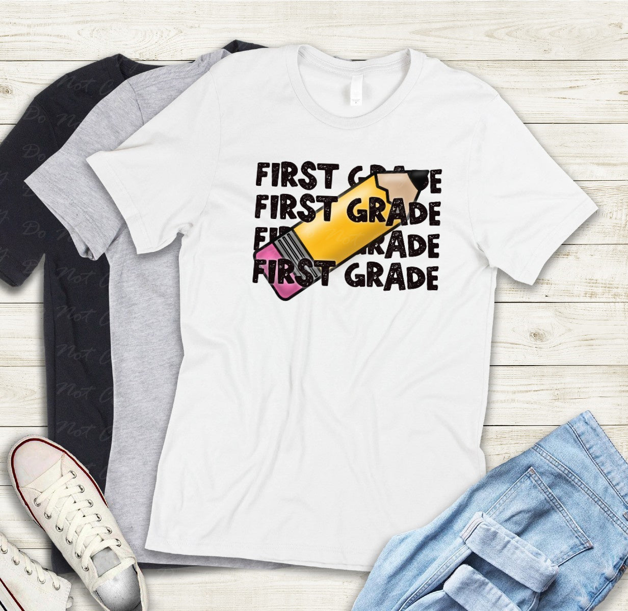 08-07 (Choose GRADE-TEACHER) Block Letter Stack Tee