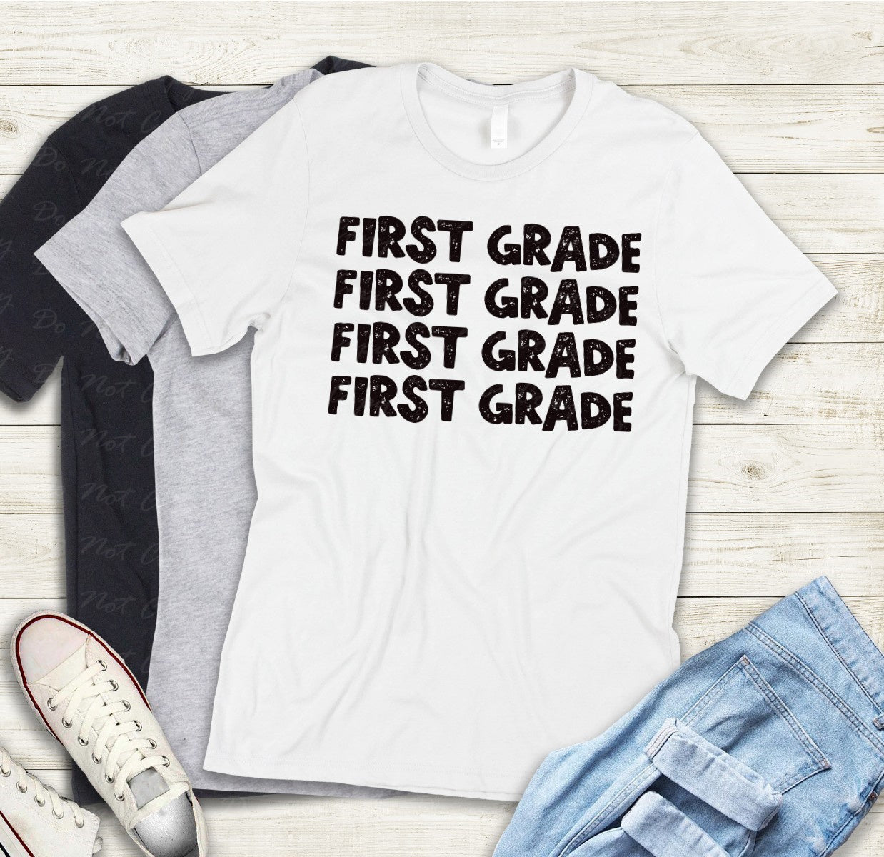 08-07 (Choose GRADE-TEACHER) Block Letter Stack Tee