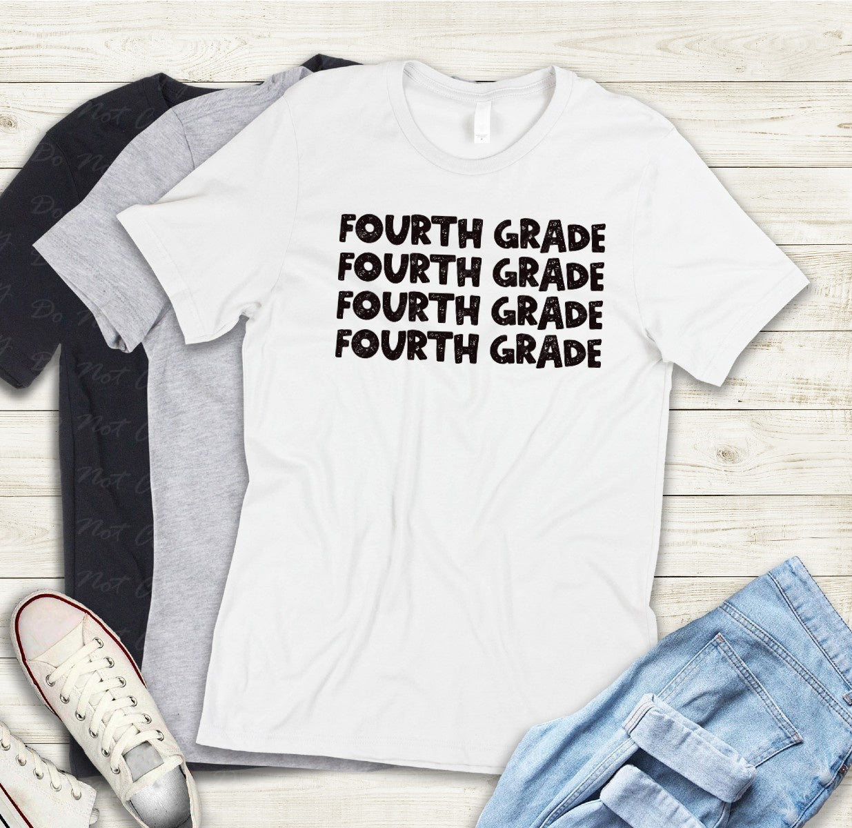 08-07 (Choose GRADE-TEACHER) Block Letter Stack Tee