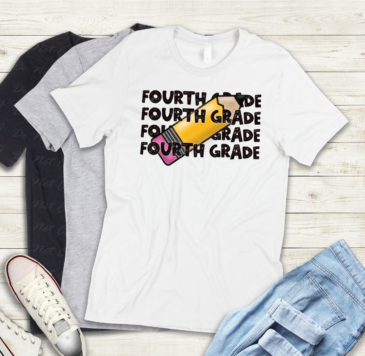 08-07 (Choose GRADE-TEACHER) Block Letter Stack Tee