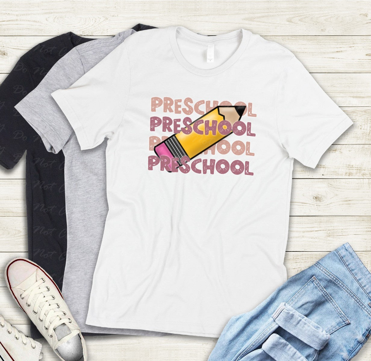 08-07 (Choose GRADE-TEACHER) Block Letter Stack Tee