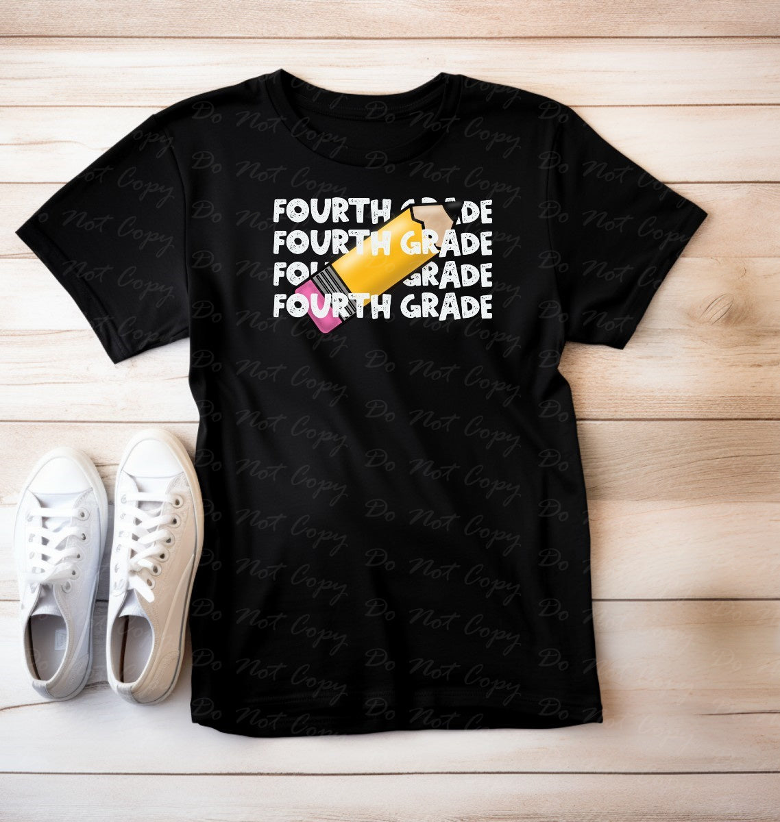 08-07 (Choose GRADE-TEACHER) Block Letter Stack Tee