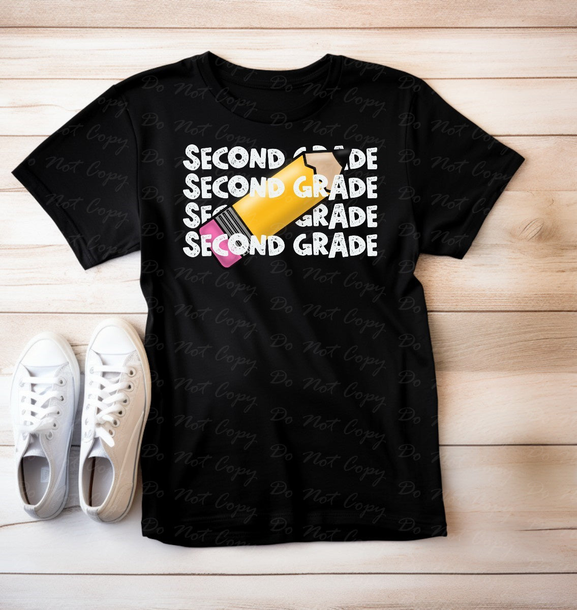 08-07 (Choose GRADE-TEACHER) Block Letter Stack Tee