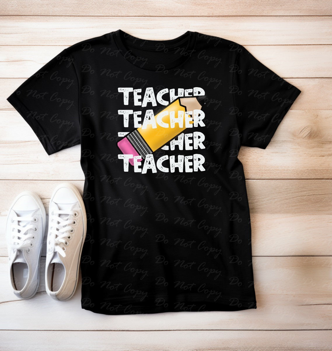 08-07 (Choose GRADE-TEACHER) Block Letter Stack Tee