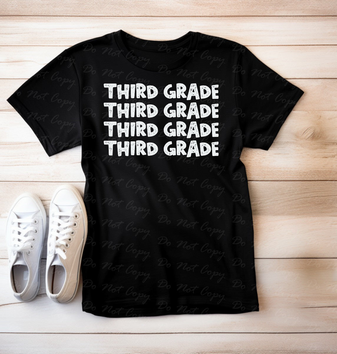 08-07 (Choose GRADE-TEACHER) Block Letter Stack Tee